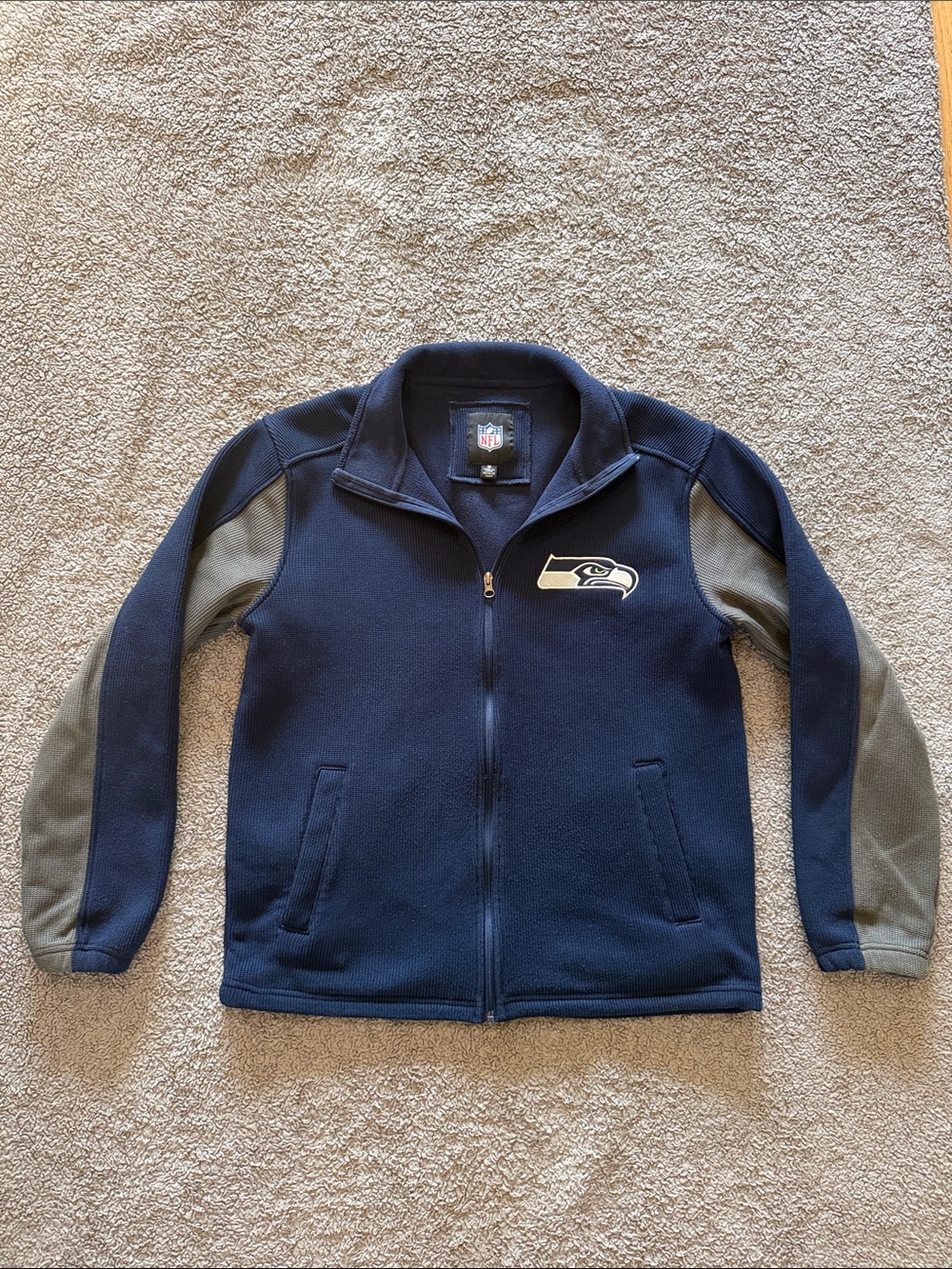 NFL Navy and Gray Seattle Seahawks Fleece Jacket